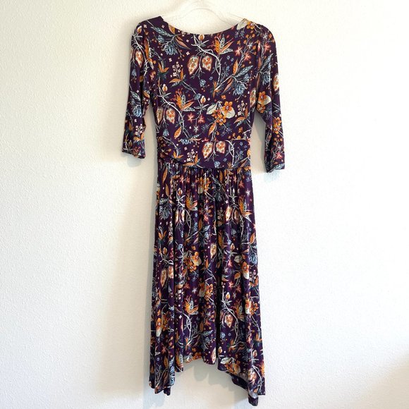 Anthropologie Maeve Beloved Dress Floral Asymmetrical Front Tie Purple Size XS - Picture 8 of 13